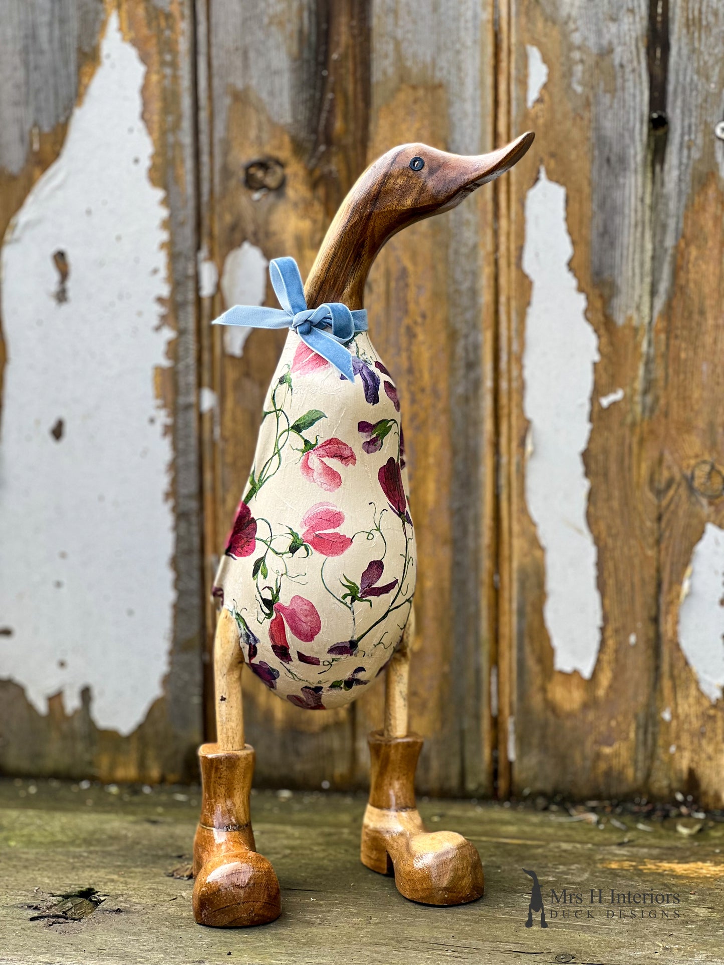 Emma Bridgewater Ducks -  - Decorated Wooden Duck in Boots by Mrs H the Duck Lady