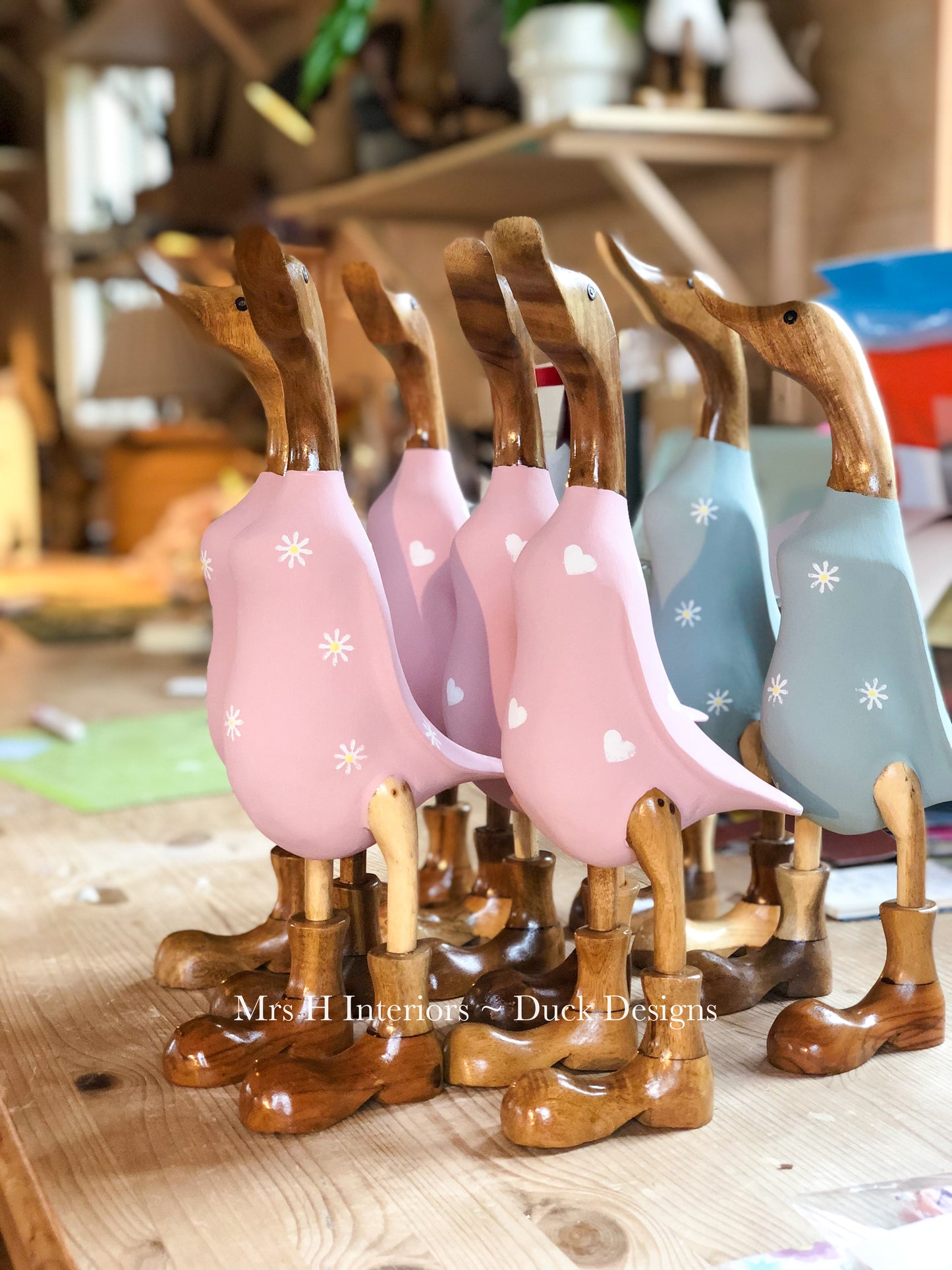 Penny - Decorated Wooden Duck in Boots by Mrs H the Duck Lady