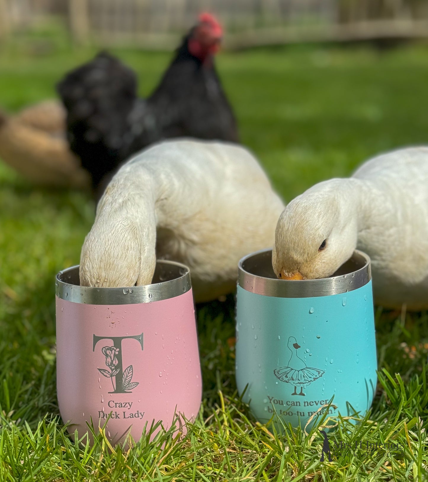 Duck drinks tumbler. Insulated tumbler with Duck Designs & Personalised Text, Designed and Finished by Mrs H The Duck Lady