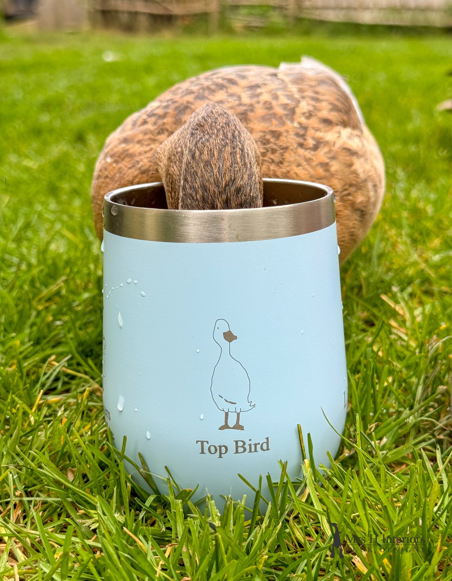 Duck drinks tumbler. Insulated tumbler with Duck Designs & Personalised Text, Designed and Finished by Mrs H The Duck Lady