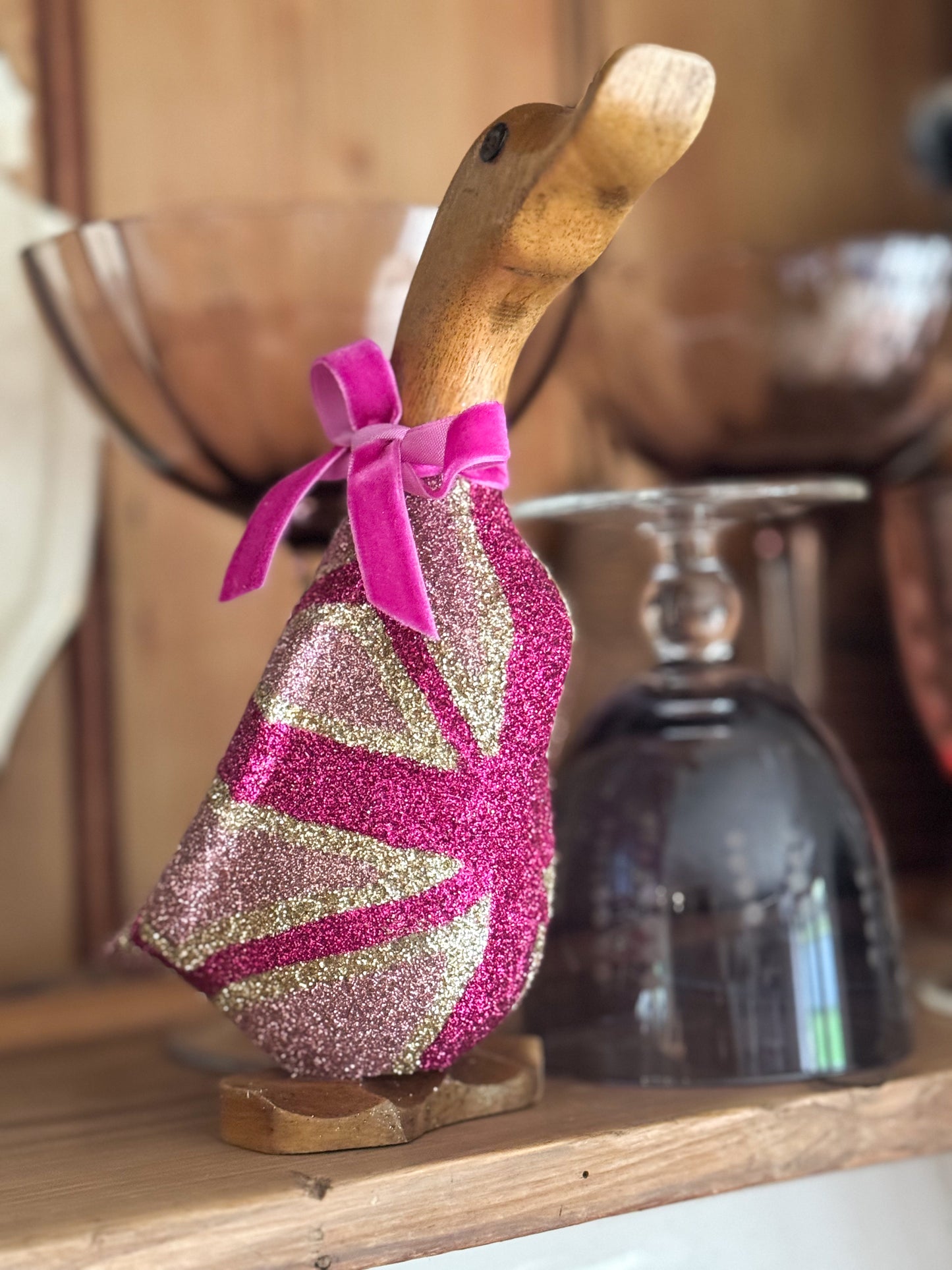 Sparkle Jack Union Jack Flag Duck - Coronation Souvenir Decorated Wooden Duck in Boots by Mrs H the Duck Lady