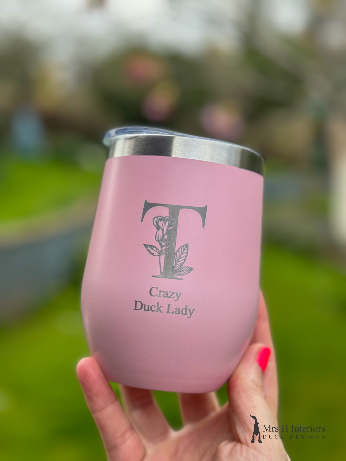 Duck drinks tumbler. Insulated tumbler with Duck Designs & Personalised Text, Designed and Finished by Mrs H The Duck Lady