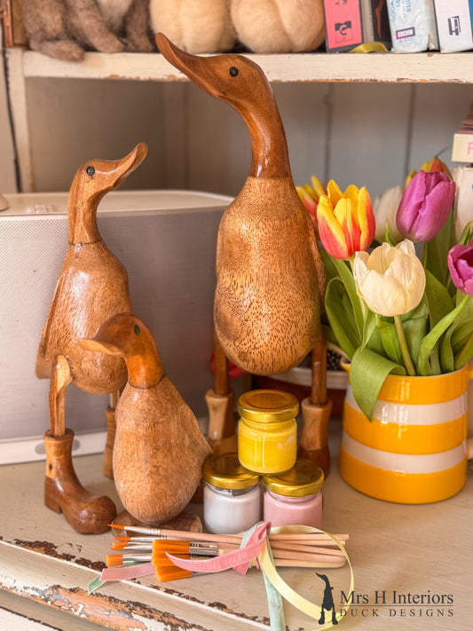 The gift of time, painting craft kit. Duck - Decorated Wooden Duck in Boots by Mrs H the Duck Lady