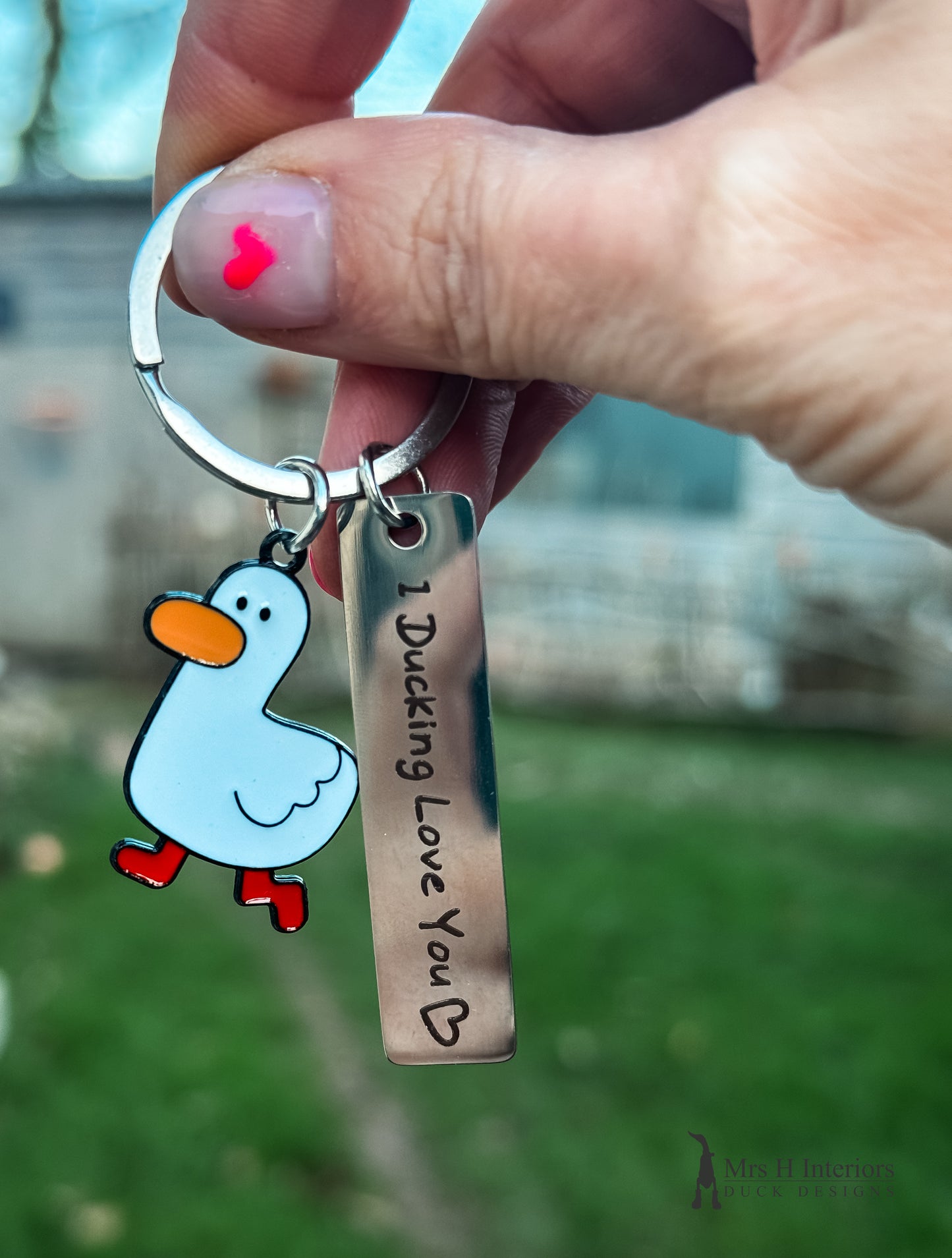 Ducking love you metal key ring.