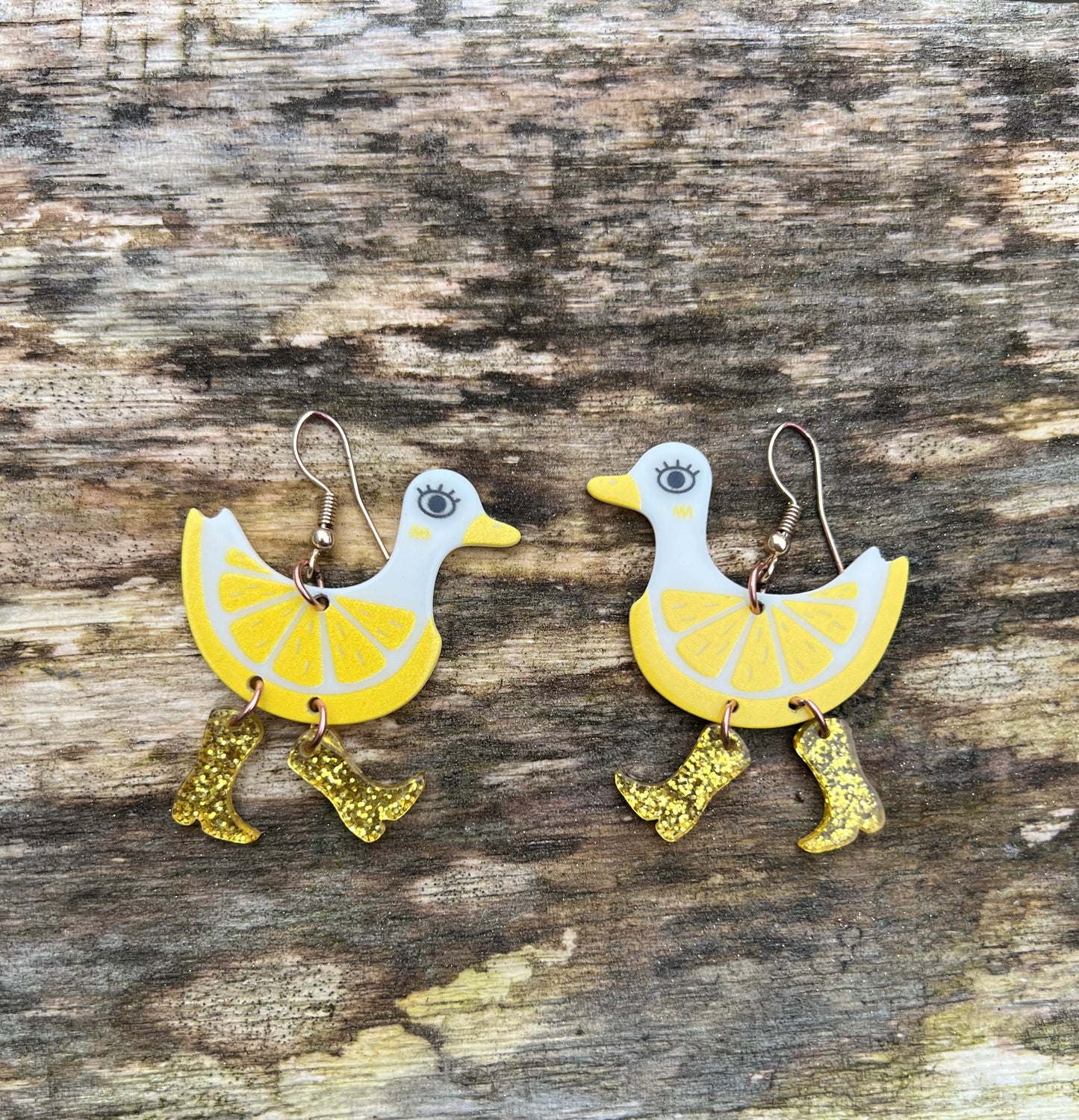 Little lemon duck earrings