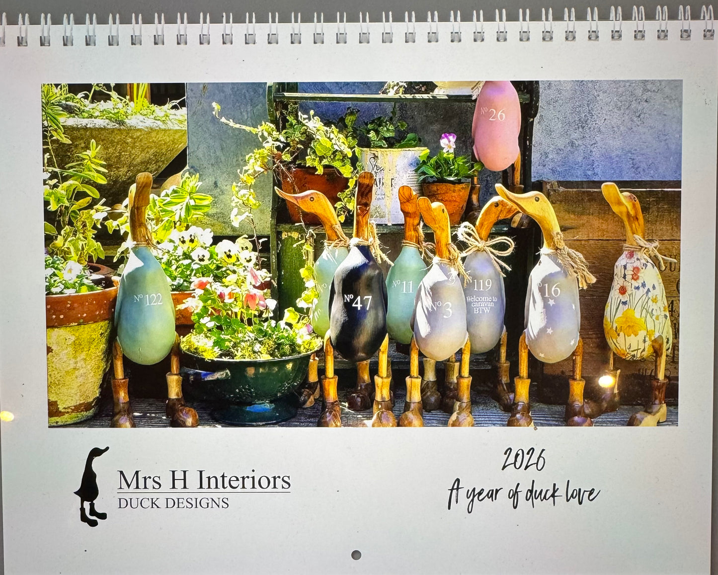 Calendar. A3 wall calendar 2026 - Mrs H interiors ducks and pals.