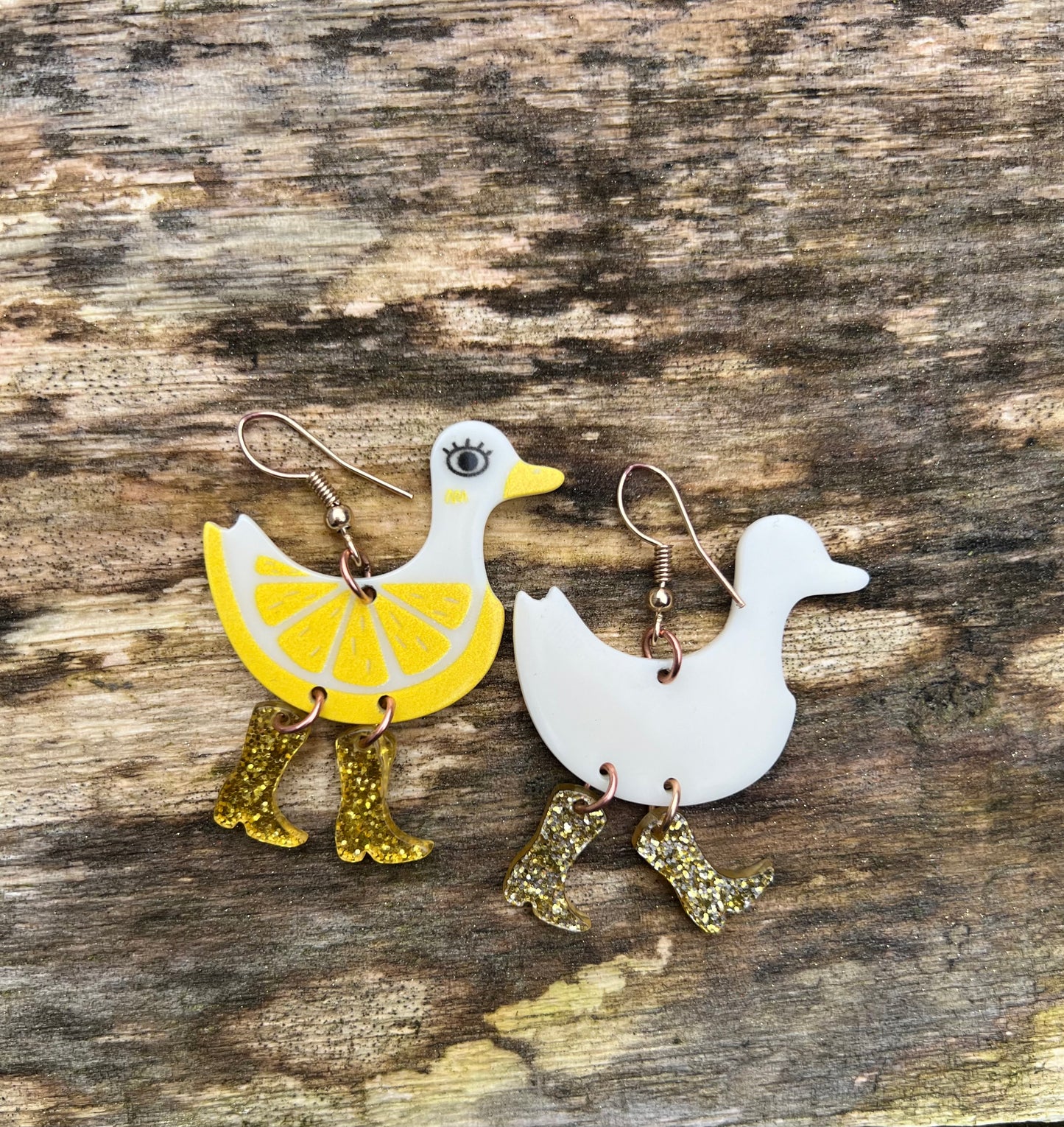 Little lemon duck earrings