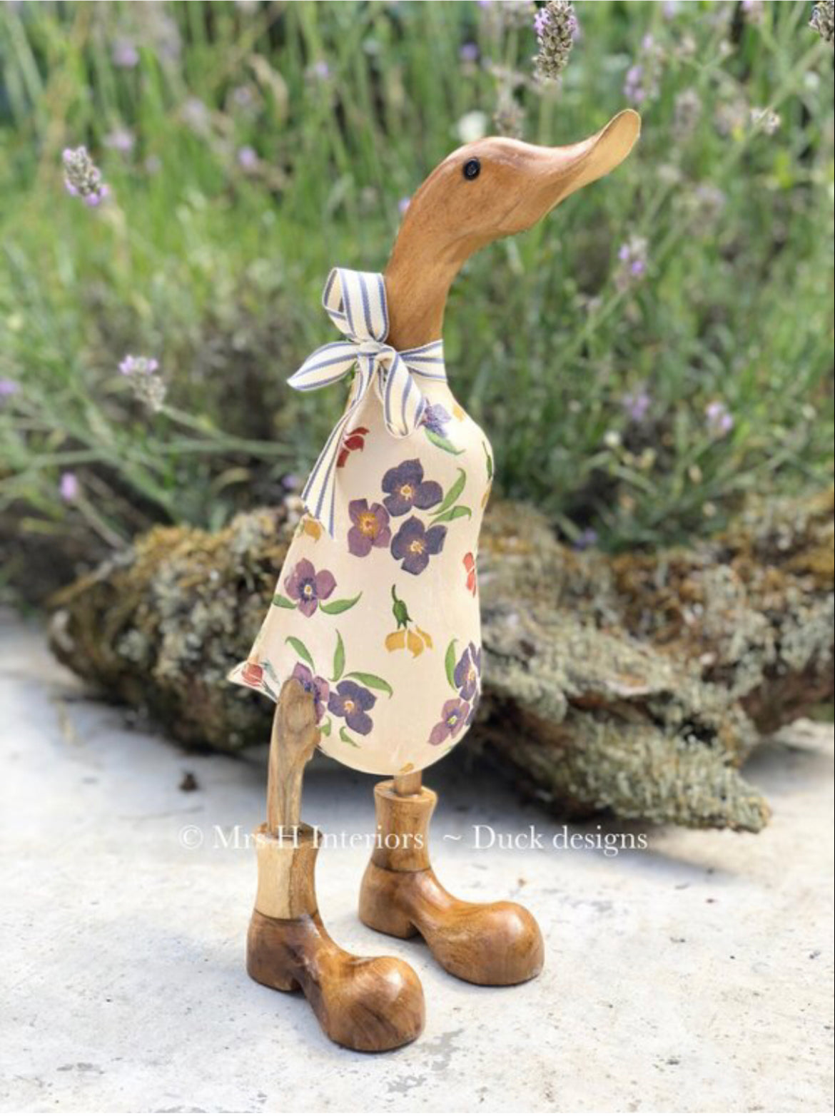 Emma Bridgewater Outdoor Ducks -  - Decorated Wooden Duck in Boots by Mrs H the Duck Lady