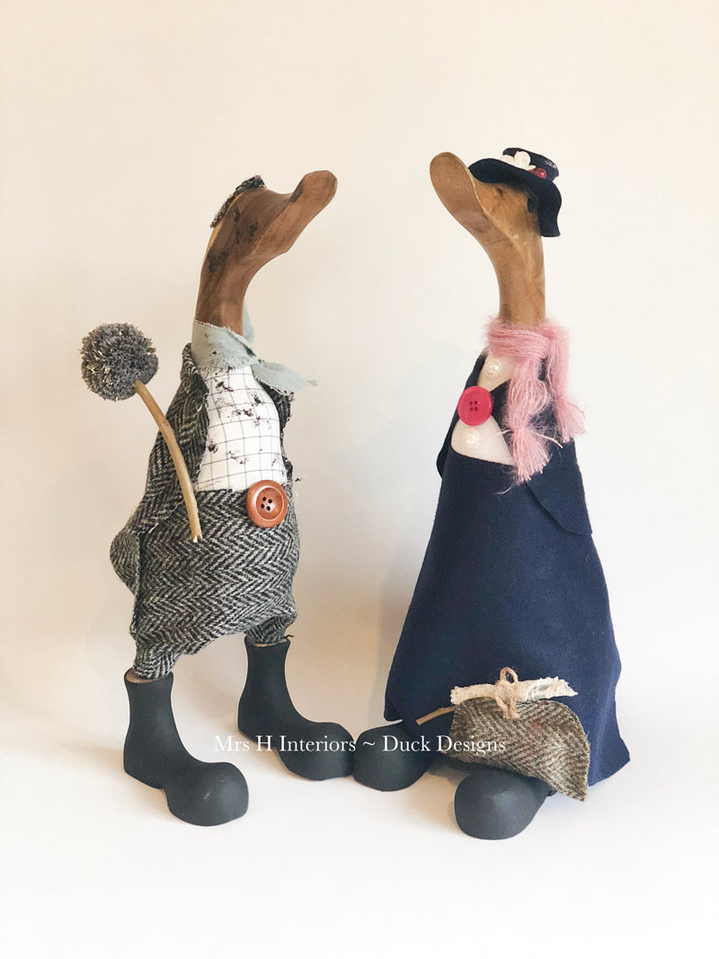 The Nanny - Decorated Wooden Duck in Boots by Mrs H the Duck Lady