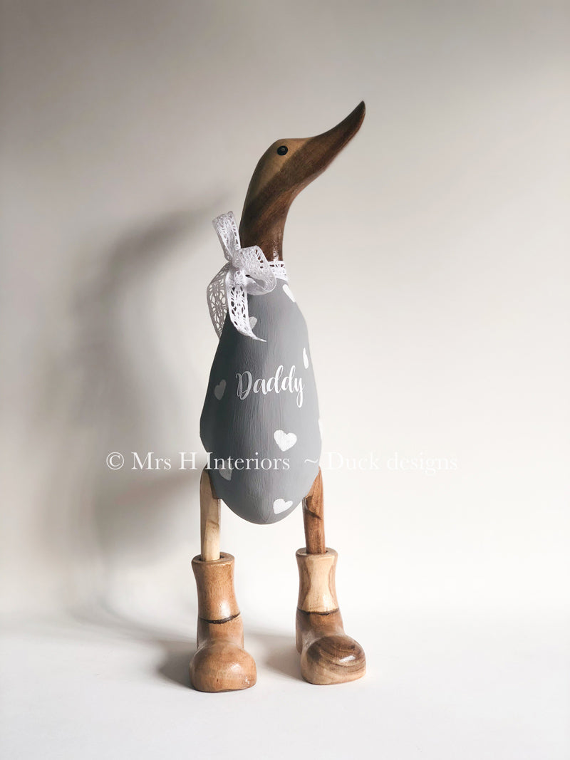 Daddy Duck - Decorated Wooden Duck in Boots by Mrs H the Duck Lady