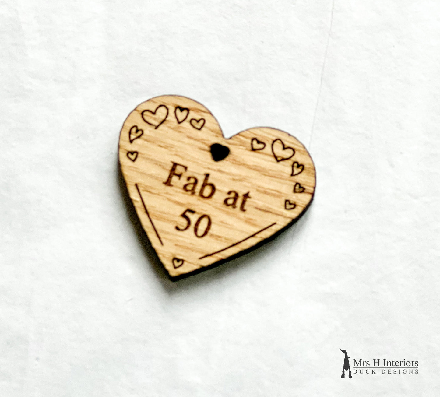 Personalised Heart Gift Tag - various messages - Engraved Wooden Sign in Oak