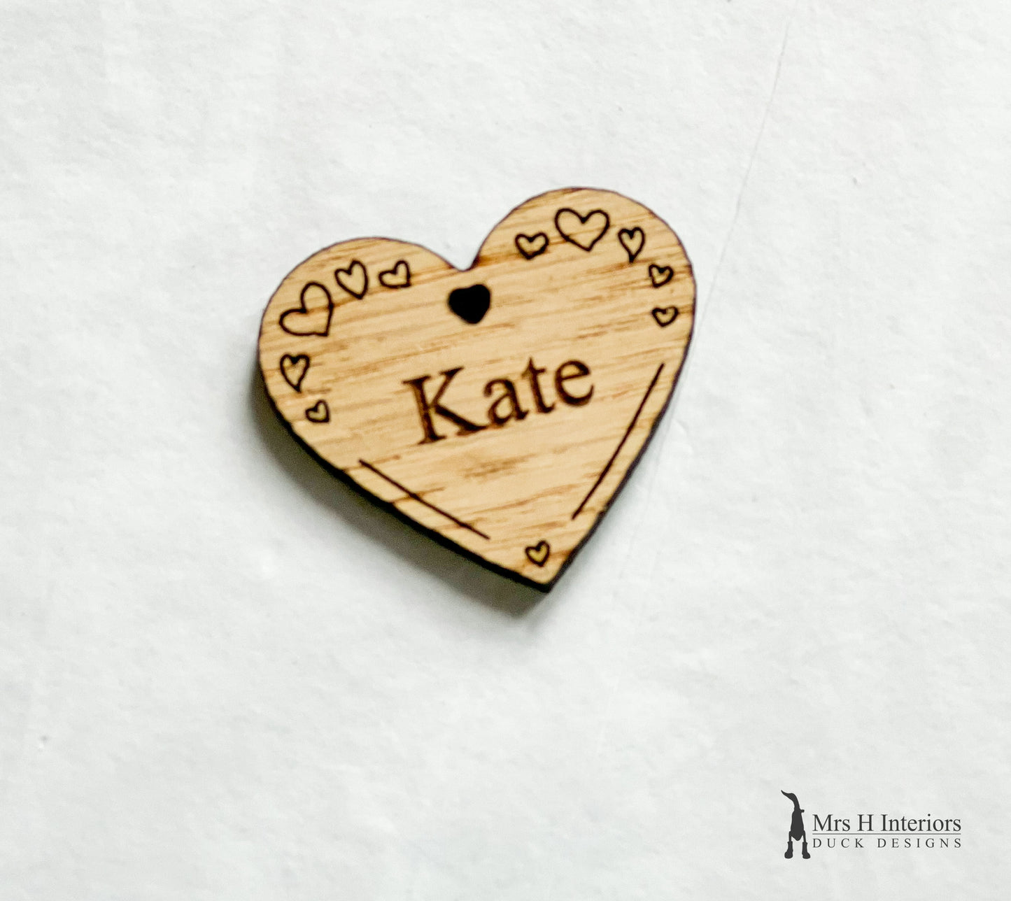 Personalised Heart Gift Tag - various messages - Engraved Wooden Sign in Oak