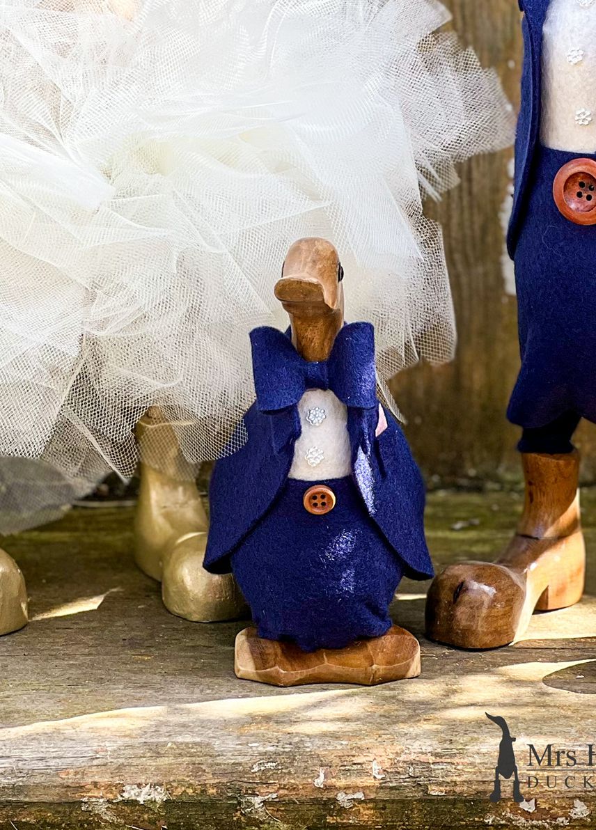 Page Boy Duck - Bridal Wedding Party - Decorated Wooden Duck in Boots by Mrs H the Duck Lady