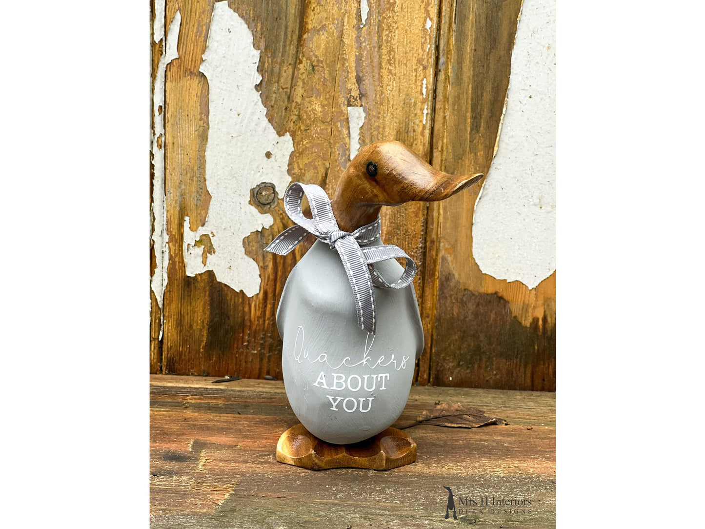 Quackers About You - Decorated Wooden Duck in Boots by Mrs H the Duck Lady