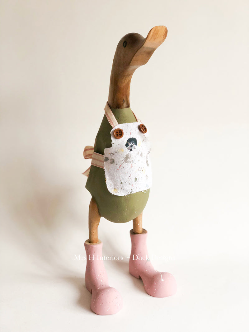 The Painter - Decorated Wooden Duck in Boots by Mrs H the Duck Lady