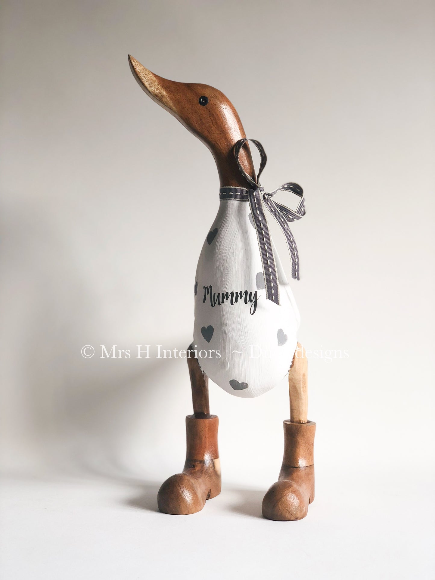 Mummy Duck - Decorated Wooden Duck in Boots by Mrs H the Duck Lady