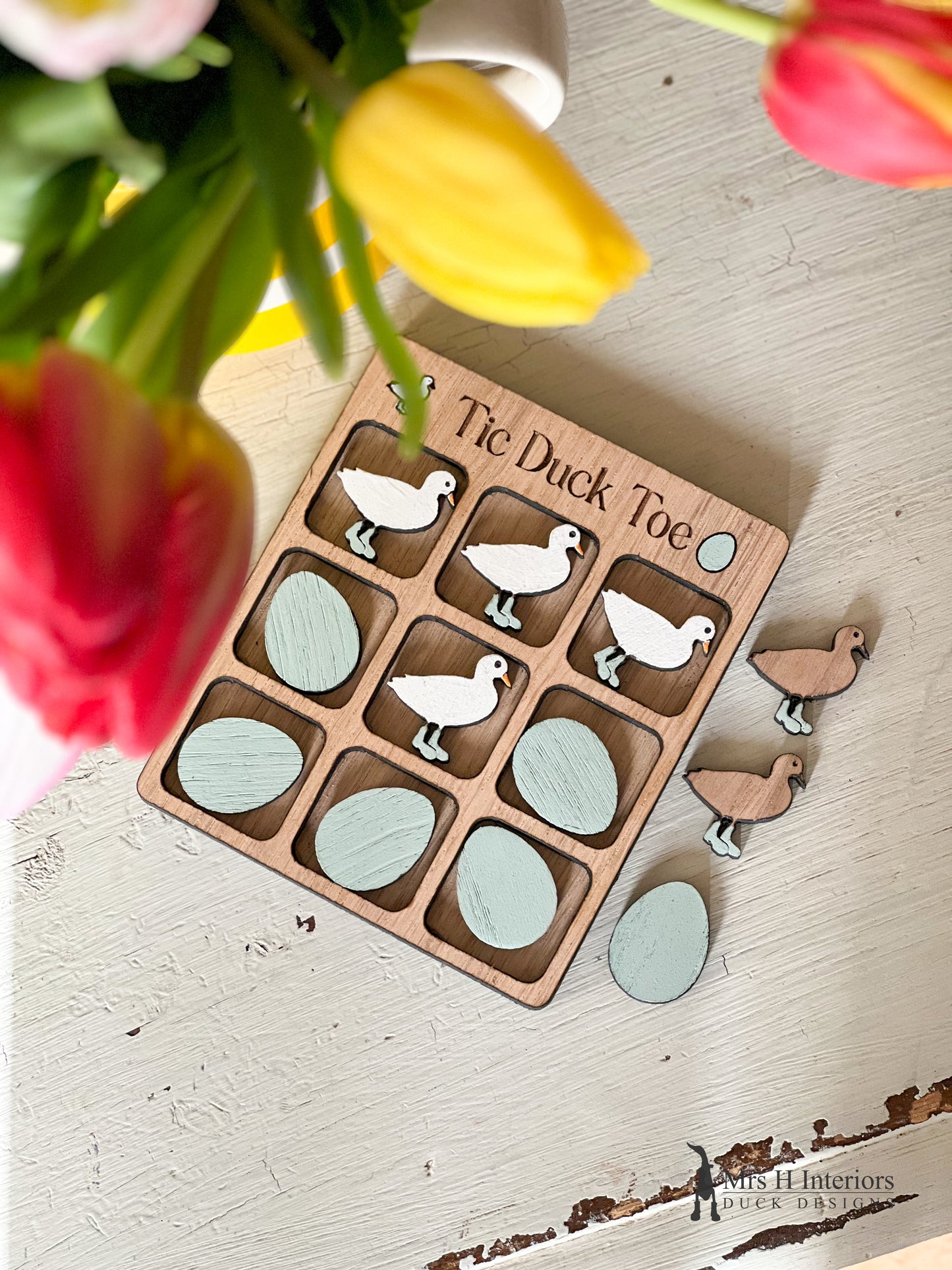 Tic Duck Toe - A Simple Wooden Tic Tac Toe Game by Mrs H The Duck Lady