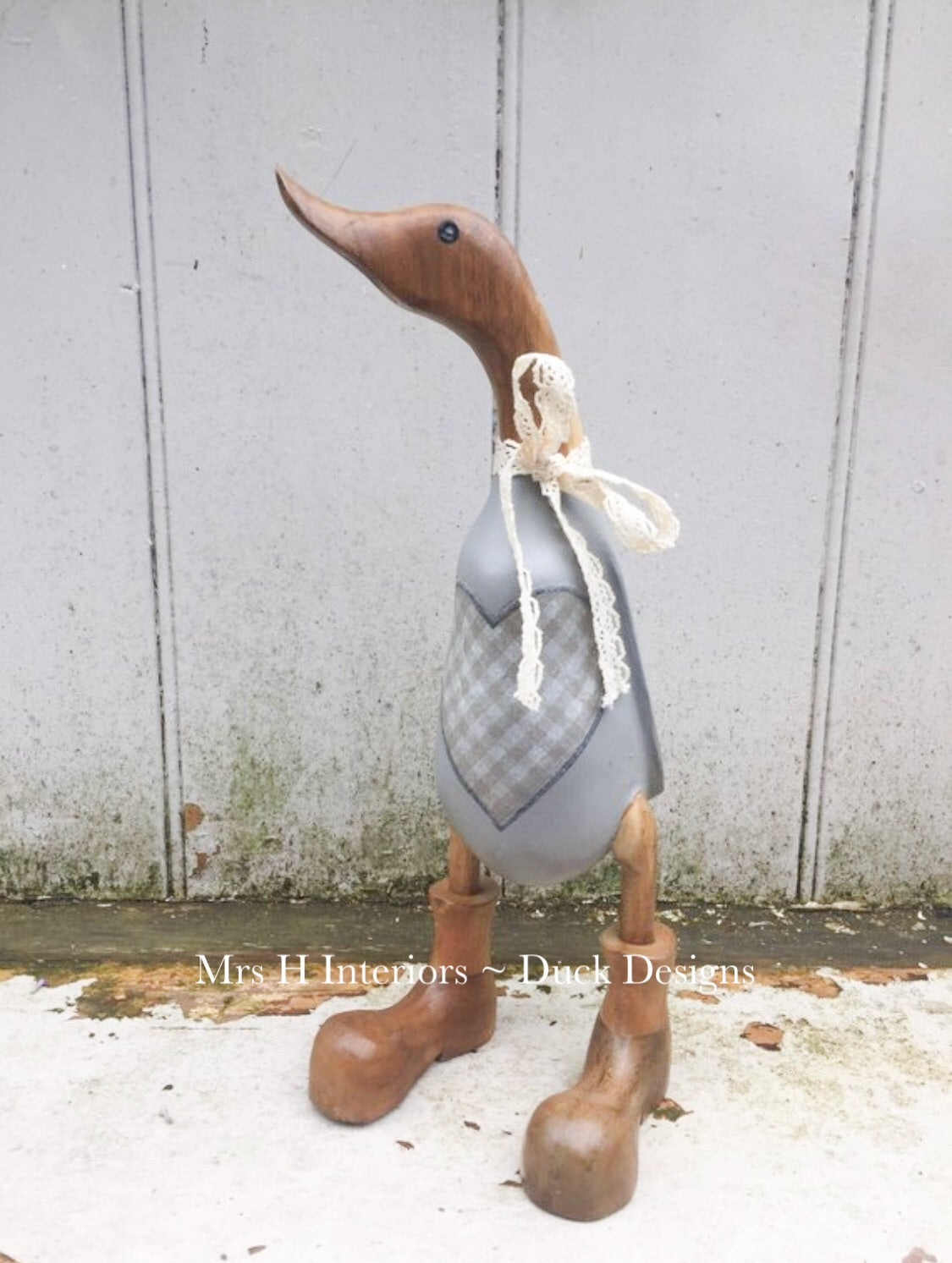 Patch - Decorated Wooden Duck in Boots by Mrs H the Duck Lady