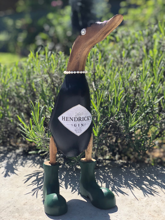 Hendricks - Decorated Wooden Duck in Boots by Mrs H the Duck Lady