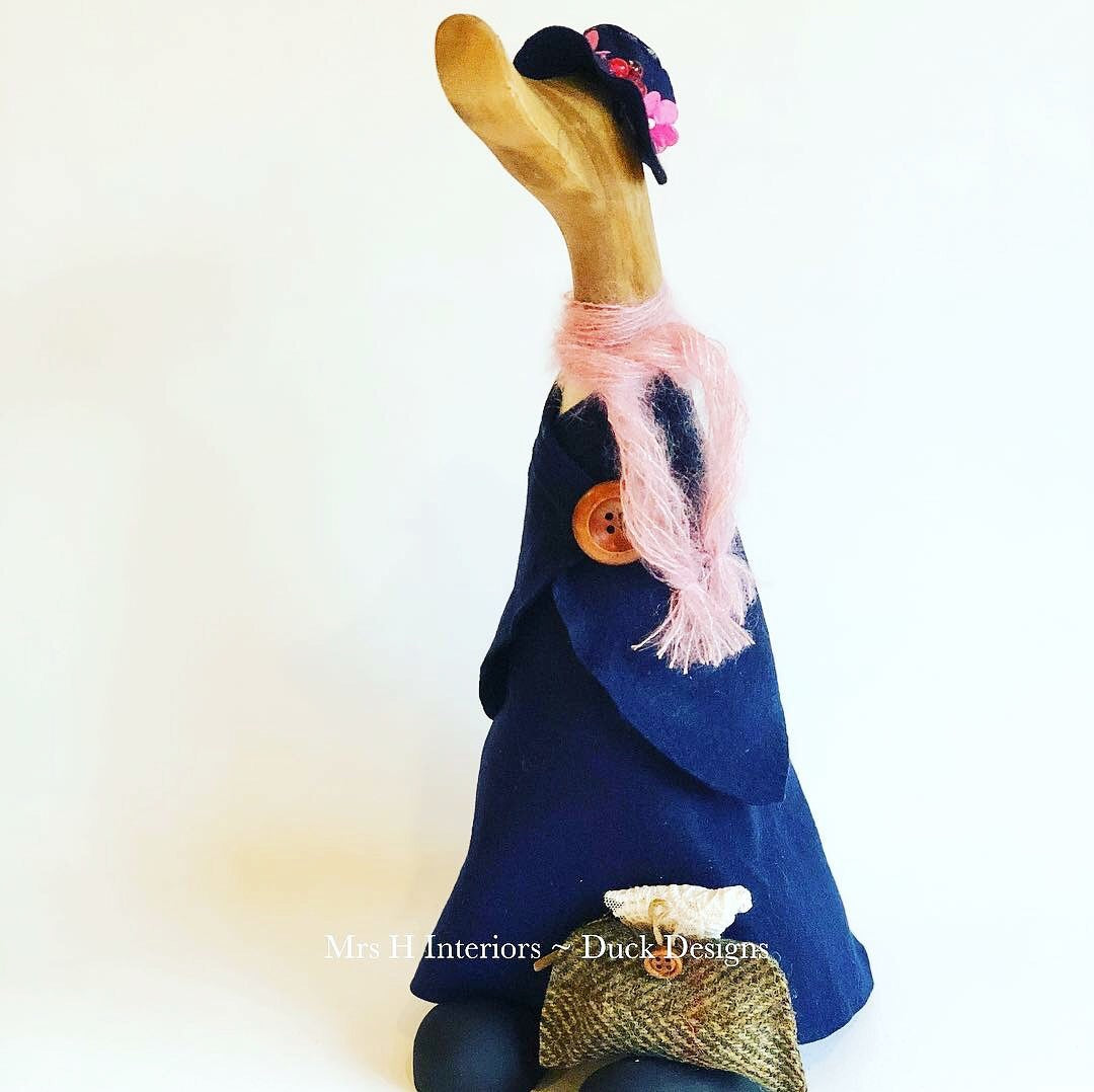 The Nanny - Decorated Wooden Duck in Boots by Mrs H the Duck Lady