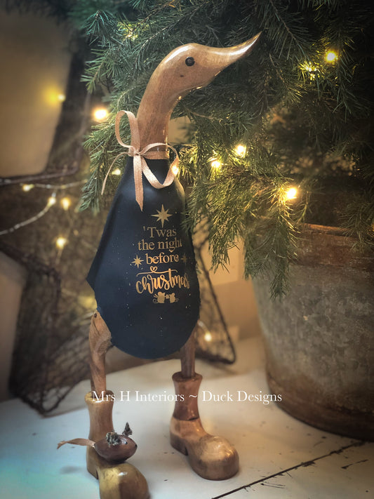 Twas the night before Christmas - Decorated Wooden Duck in Boots by Mrs H the Duck Lady