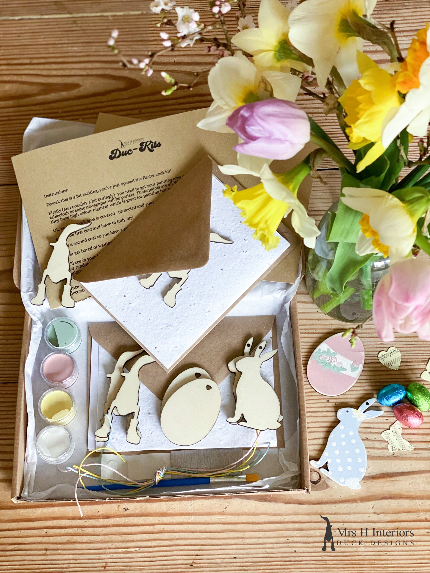Easter Shapes Craft & Card Making Kit - Wooden Paint Your Own Activity Gift Set by Mrs H The Duck Lady - seasonal craft kit