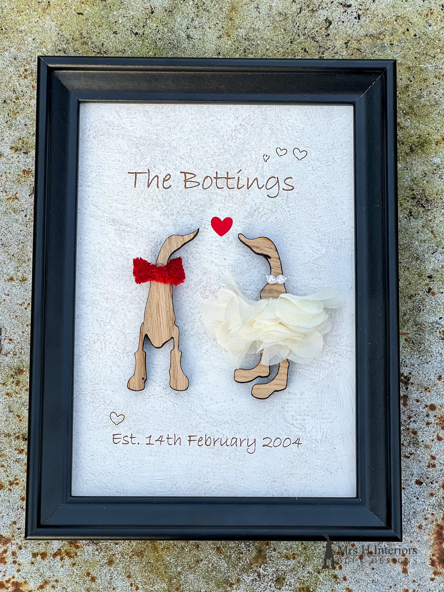 Family portrait (A5 size) - Personalised Decorated Wooden Ducks in Boots by Mrs H the Duck Lady