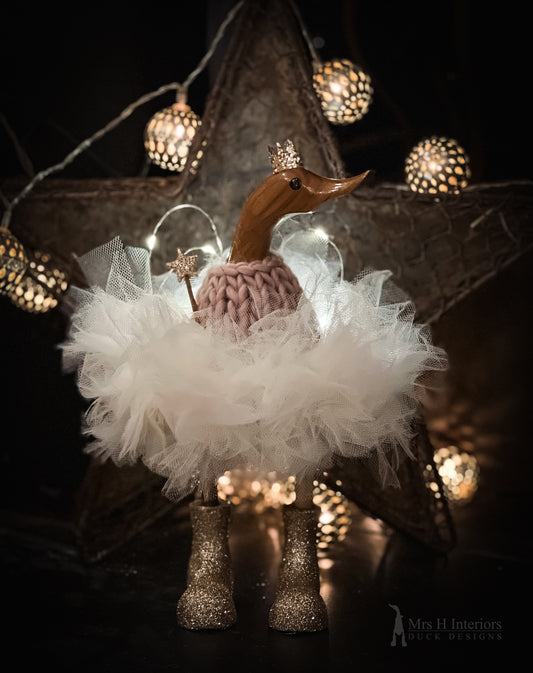 Sugar Plum Fairy - Decorated Wooden Duck in Boots by Mrs H the Duck Lady