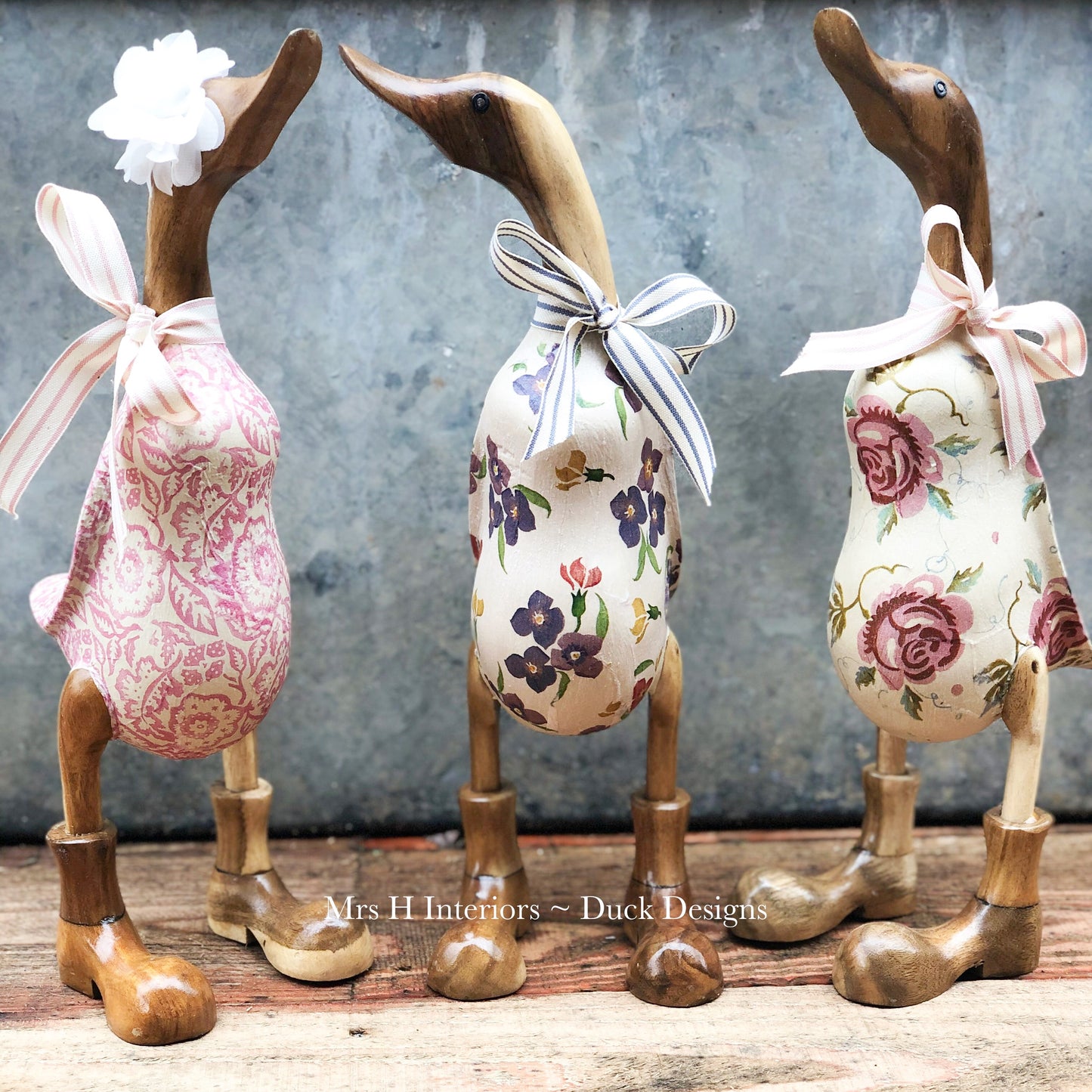 Emma Bridgewater Ducks -  - Decorated Wooden Duck in Boots by Mrs H the Duck Lady