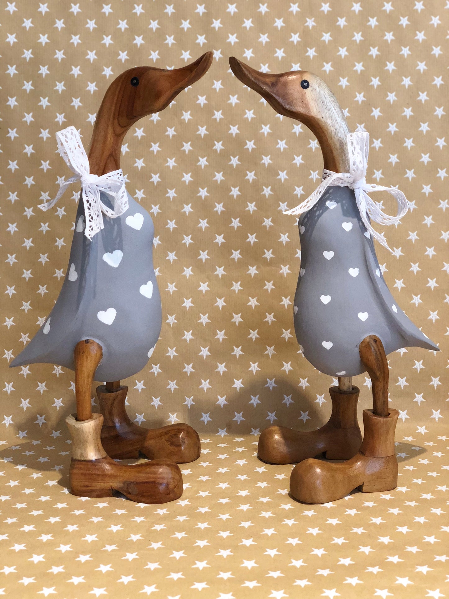 Love Duck - Pair - Decorated Wooden Duck in Boots by Mrs H the Duck Lady