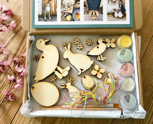 Blossom Duck and Easter Shapes Craft painting Kit - Wooden Paint Your Own Activity Gift Set by Mrs H The Duck Lady - seasonal craft kit
