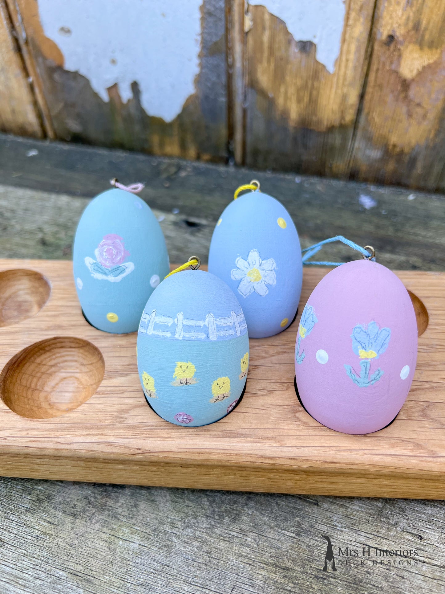 Easter Egg Hunt Solid Wooden Egg Painting Kit - Wooden Easter Egg Hunt Paint Your Own Activity Gift Set by Mrs H The Duck Lady