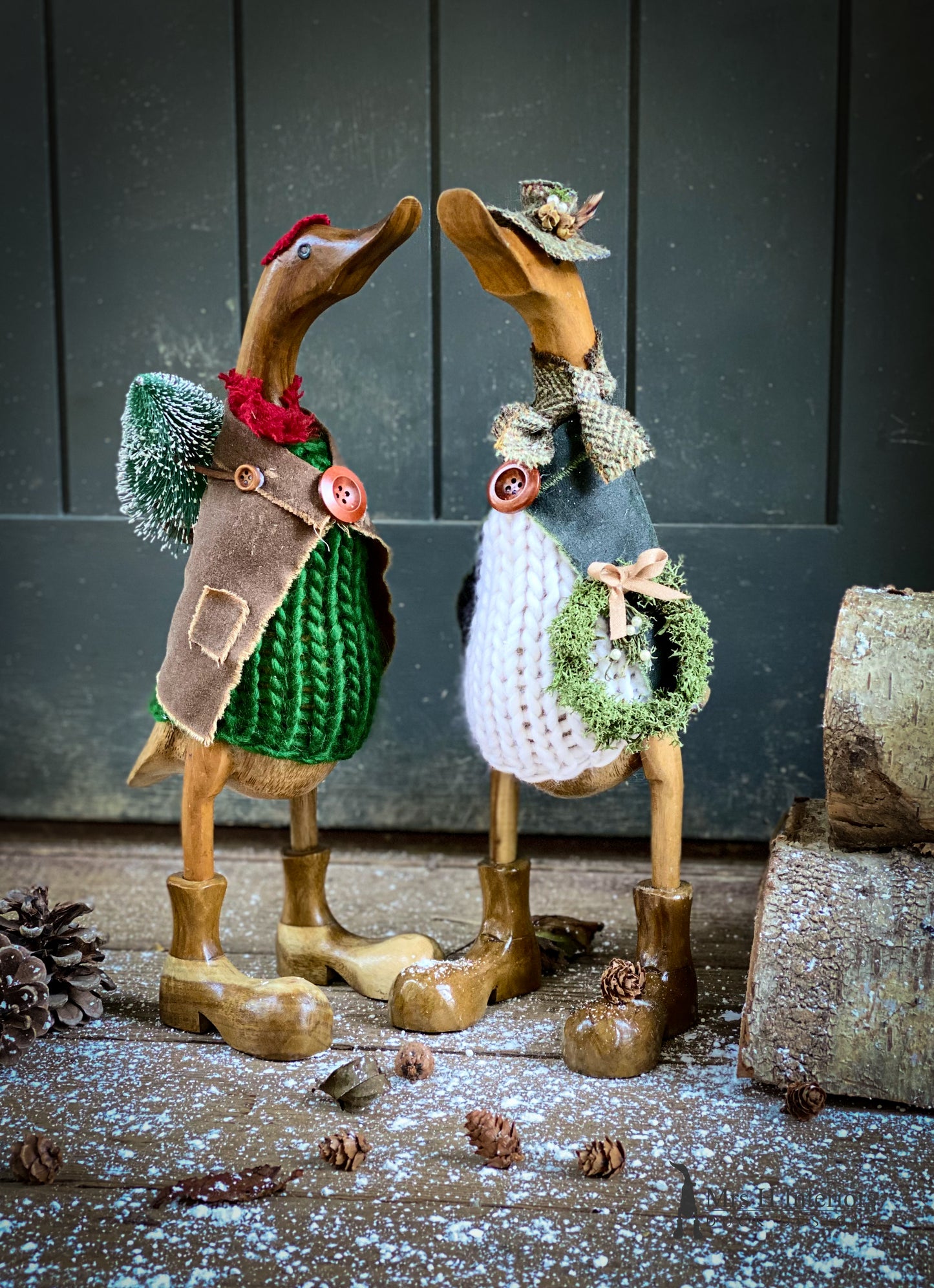 Mama - Decorated Wooden Duck in Boots by Mrs H the Duck Lady