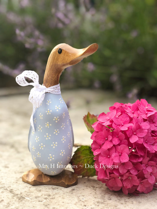 Doris the charity ducklet -  - Decorated Wooden Duck in Boots by Mrs H the Duck Lady