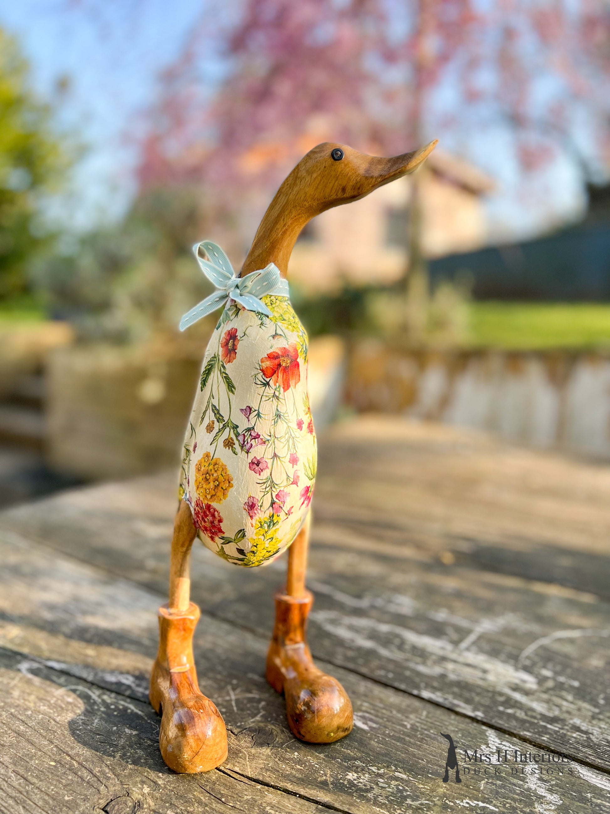 Duck Figurine Duck With Wellies Garden Ornament Cute Chick In Hat