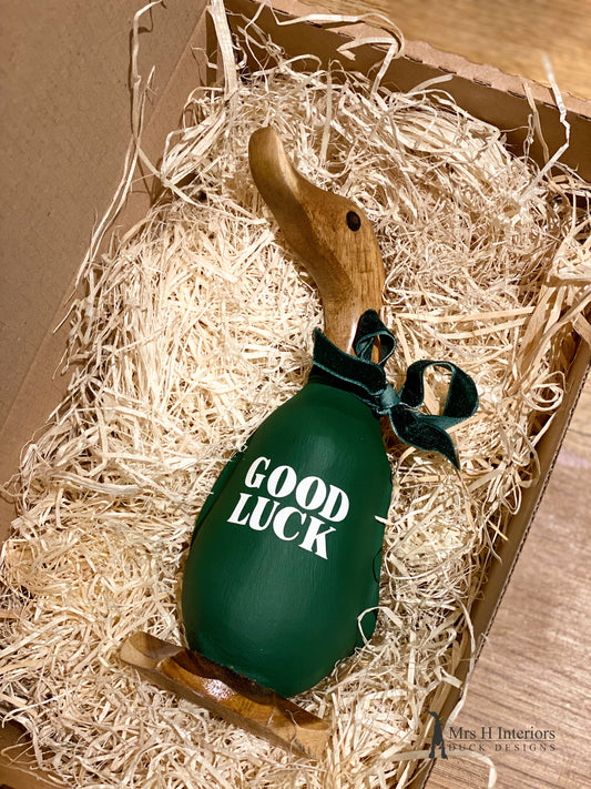 Good Luck Duck - Decorated Wooden Duck in Boots by Mrs H the Duck Lady
