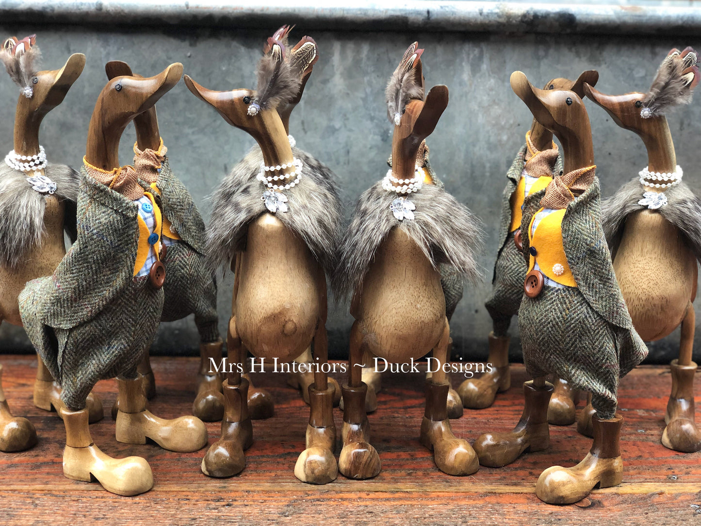 The Classic Country Pair - Decorated Wooden Duck in Boots by Mrs H the Duck Lady