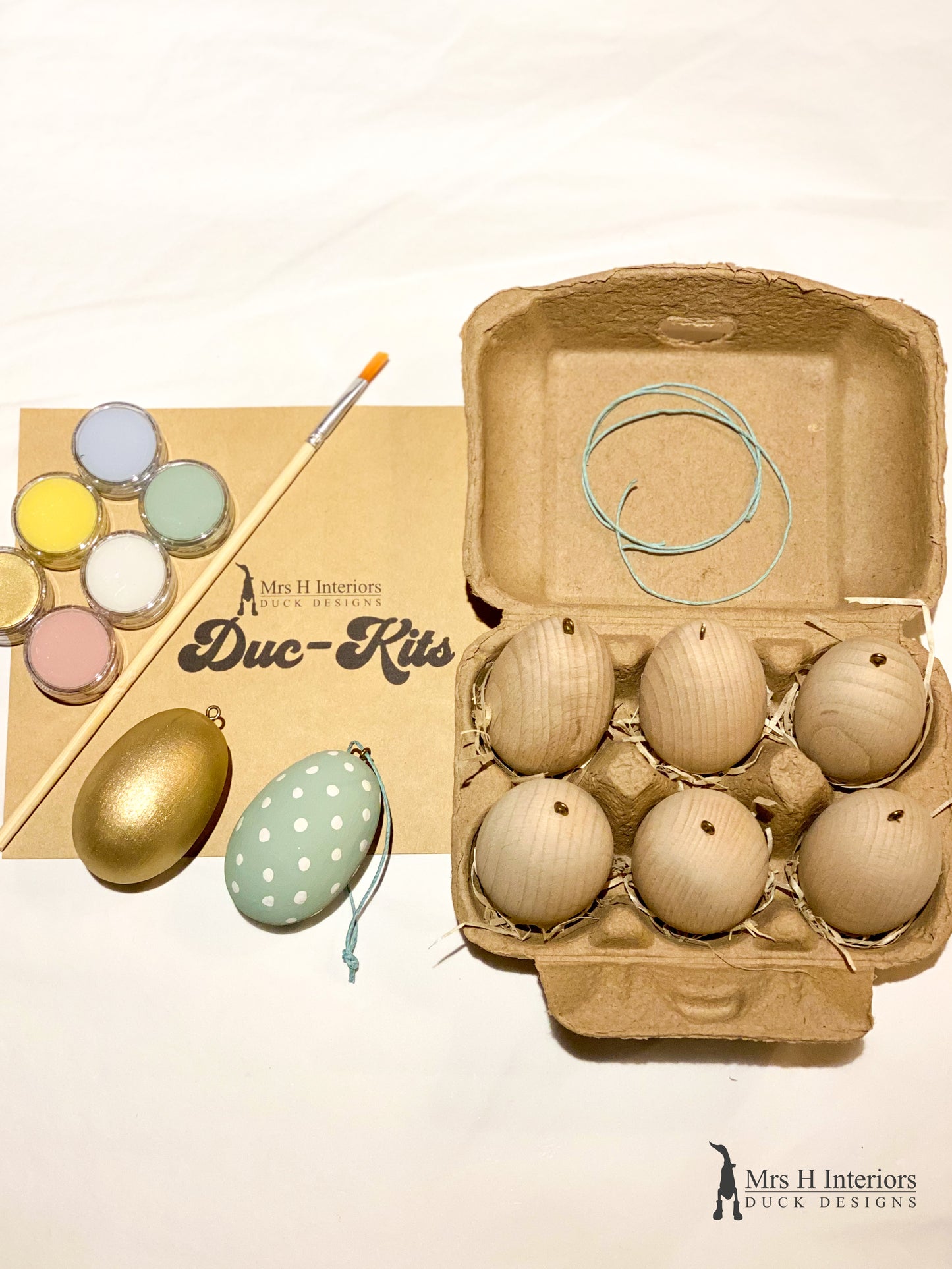 Easter Egg Hunt Solid Wooden Egg Painting Kit - Wooden Easter Egg Hunt Paint Your Own Activity Gift Set by Mrs H The Duck Lady
