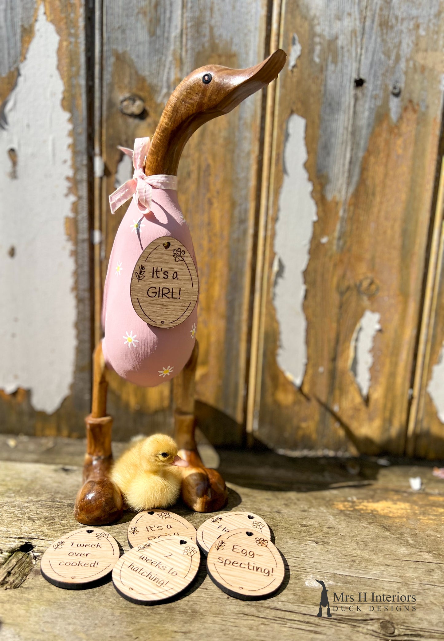 Mummy to be - Decorated Wooden Duck in Boots by Mrs H the Duck Lady