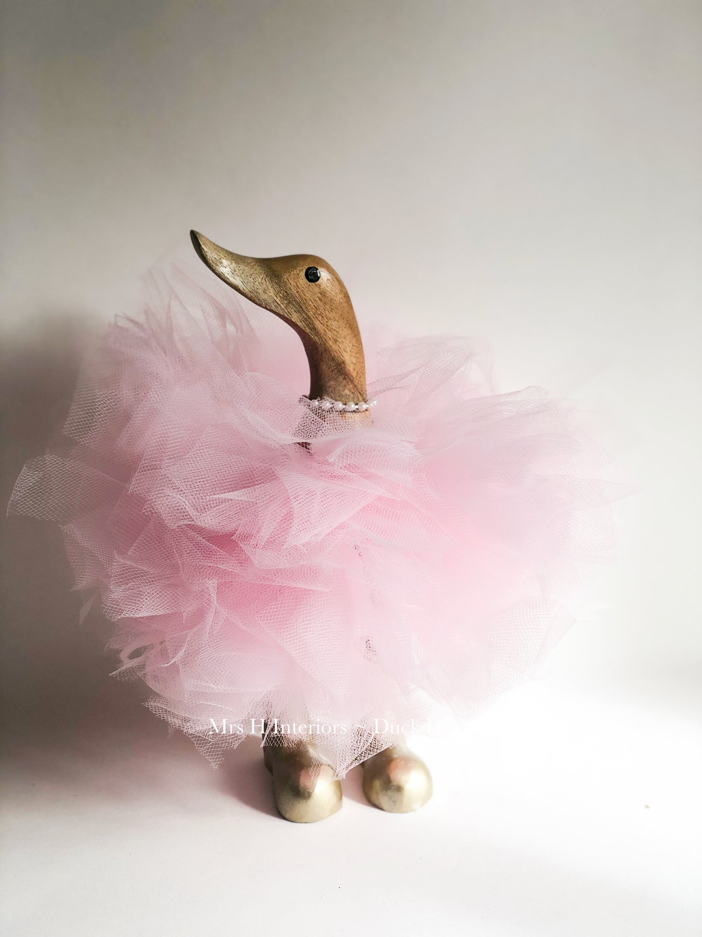 Pink Tutu Duck - Decorated Wooden Duck in Boots by Mrs H the Duck Lady