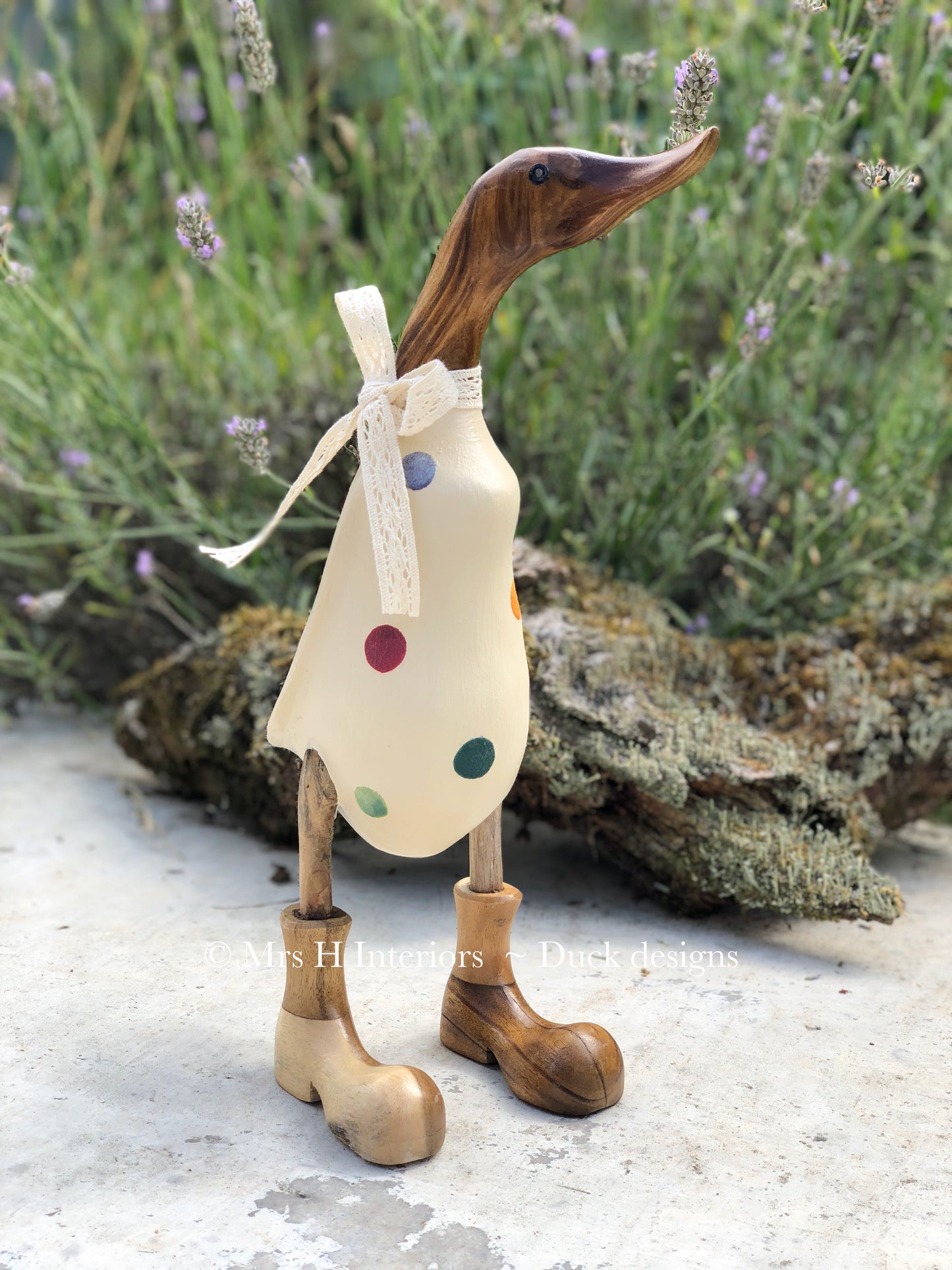 Emma Bridgewater Outdoor Ducks -  - Decorated Wooden Duck in Boots by Mrs H the Duck Lady