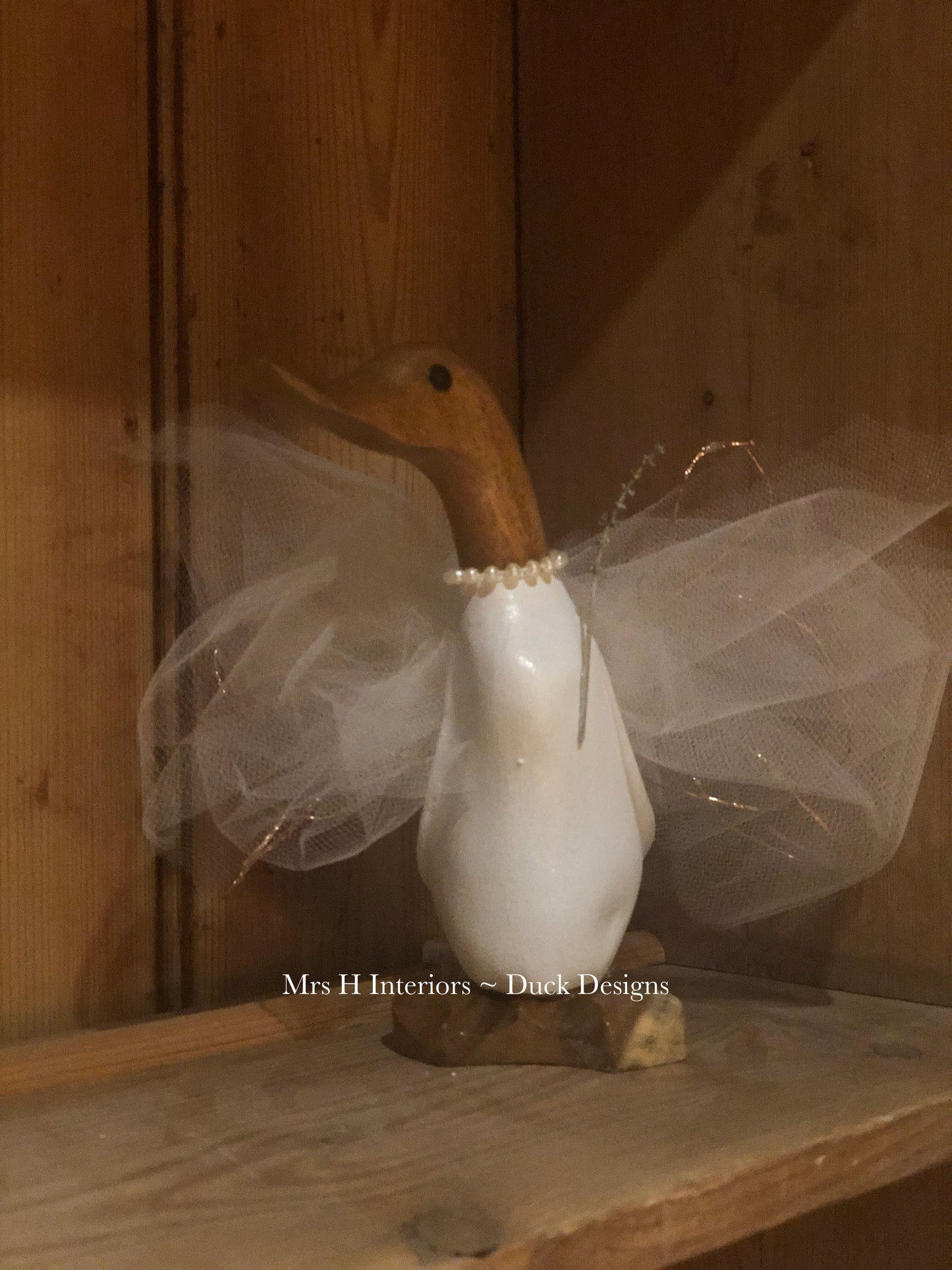 Tink - Decorated Wooden Duck in Boots by Mrs H the Duck Lady
