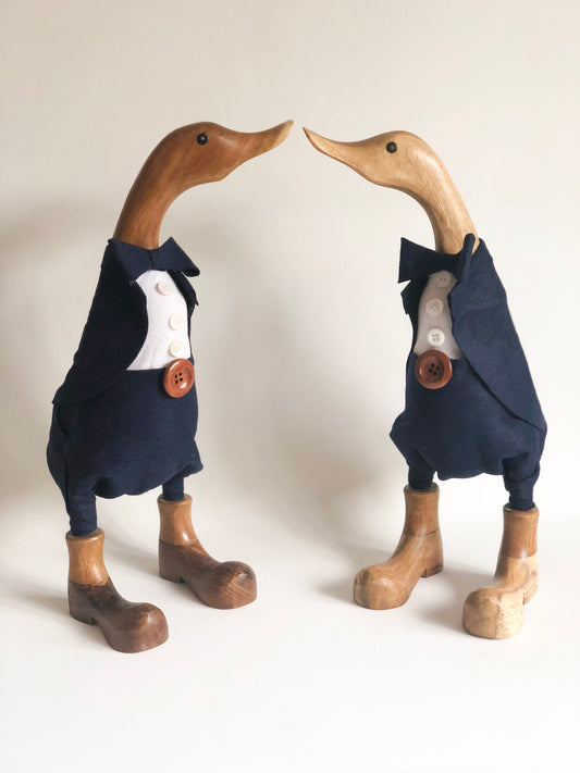Dressed Gent -  - Decorated Wooden Duck in Boots by Mrs H the Duck Lady