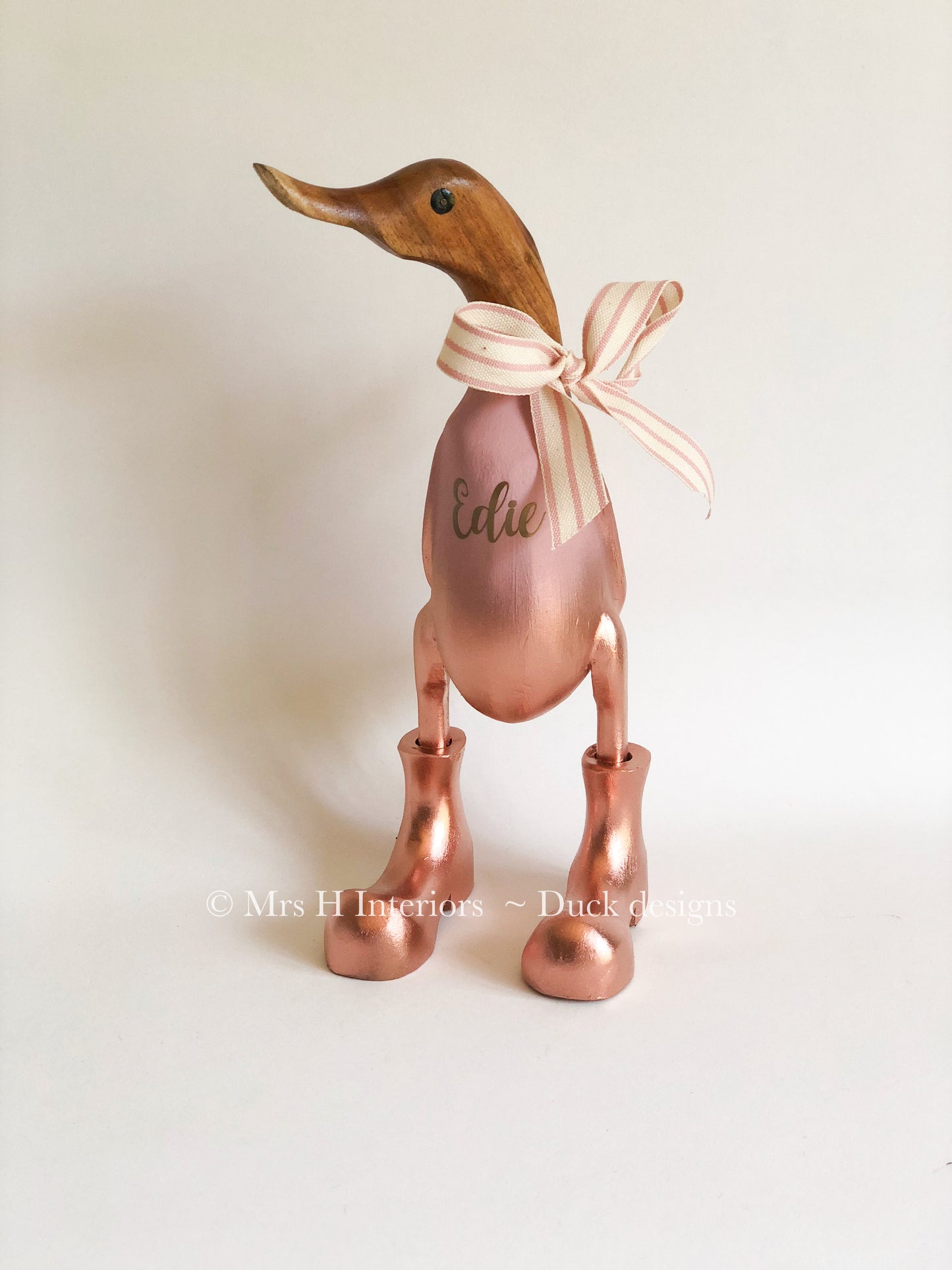Ducklings - painted & papered - Decorated Wooden Duck in Boots by Mrs H the Duck Lady