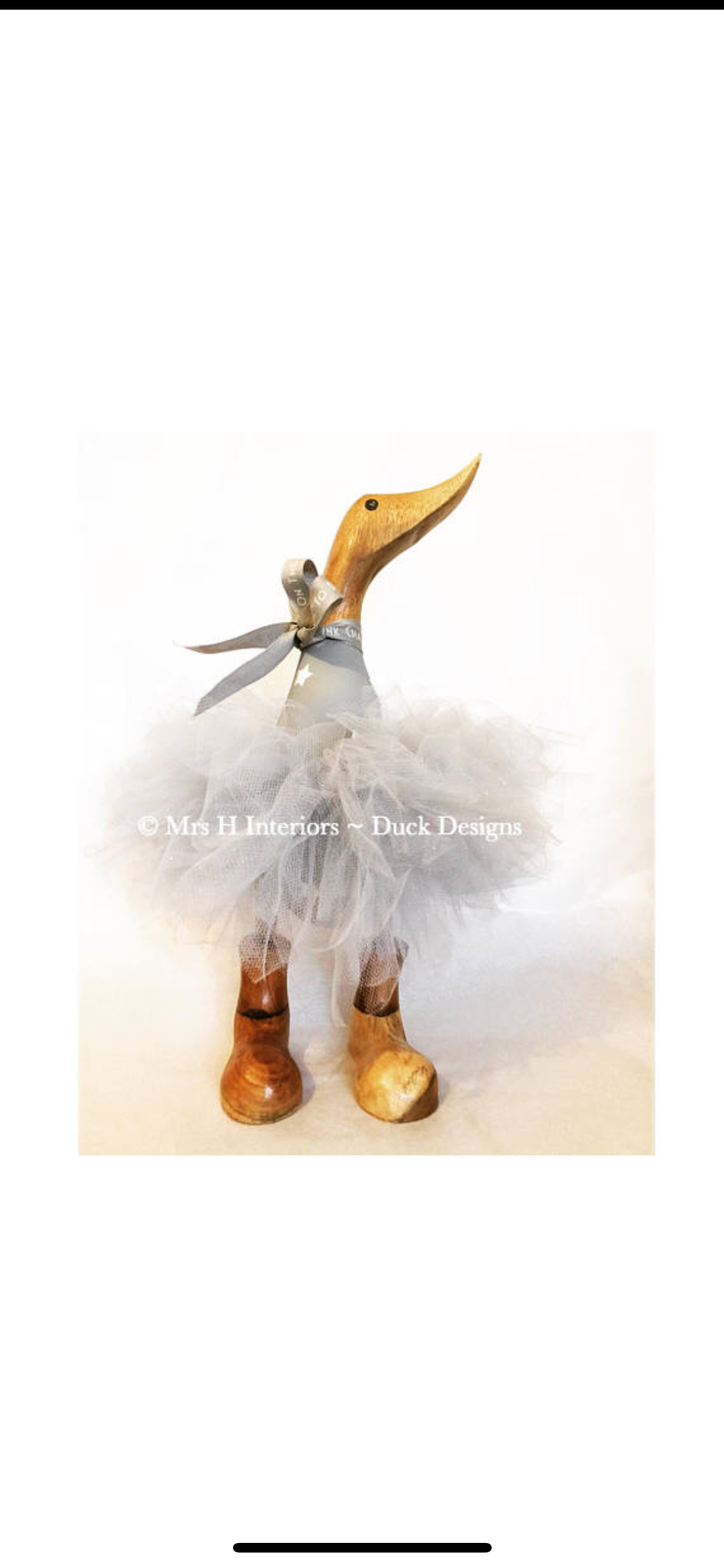 Bubbles - Pink with Hearts Grey Tutu Duck - Decorated Wooden Duck in Boots by Mrs H the Duck Lady