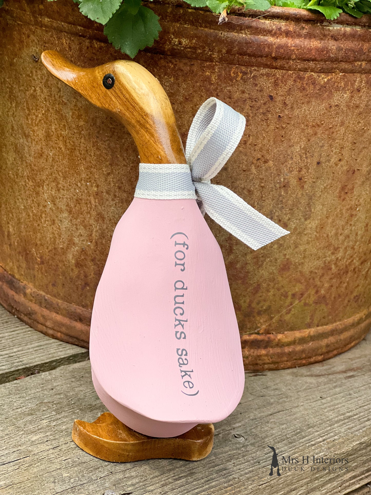 Rude as duck… ducks! - Decorated Wooden Duck in Boots by Mrs H the Duck Lady