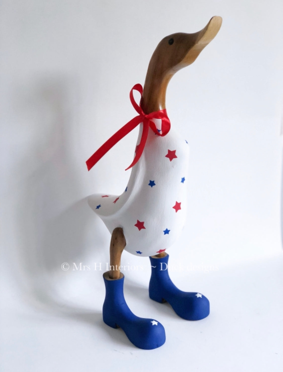 Fourth of July Duck - Decorated Wooden Duck in Boots by Mrs H the Duck Lady