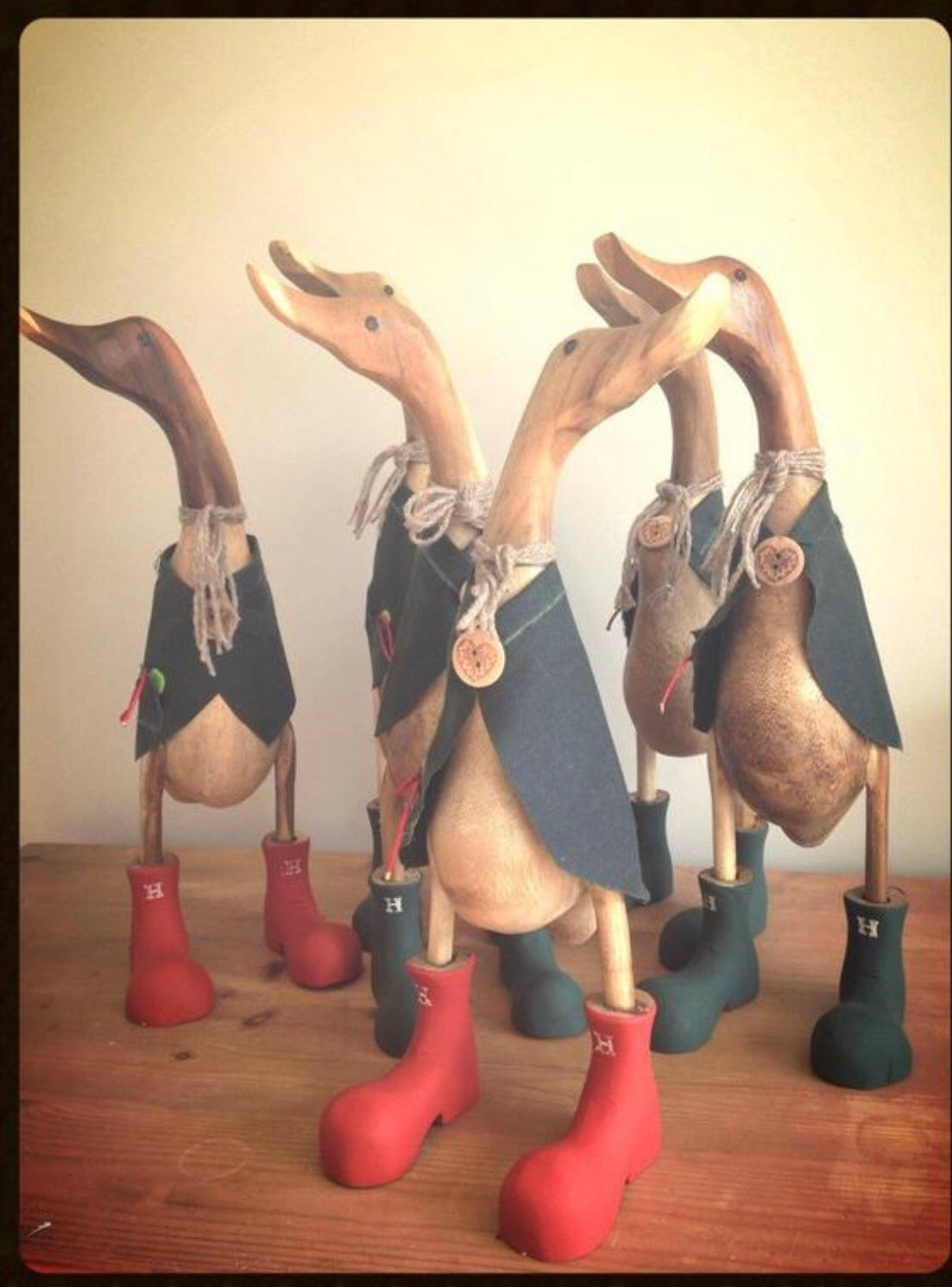 Country Walker - Decorated Wooden Duck in Boots by Mrs H the Duck Lady