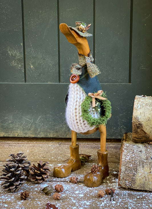Mama - Decorated Wooden Duck in Boots by Mrs H the Duck Lady
