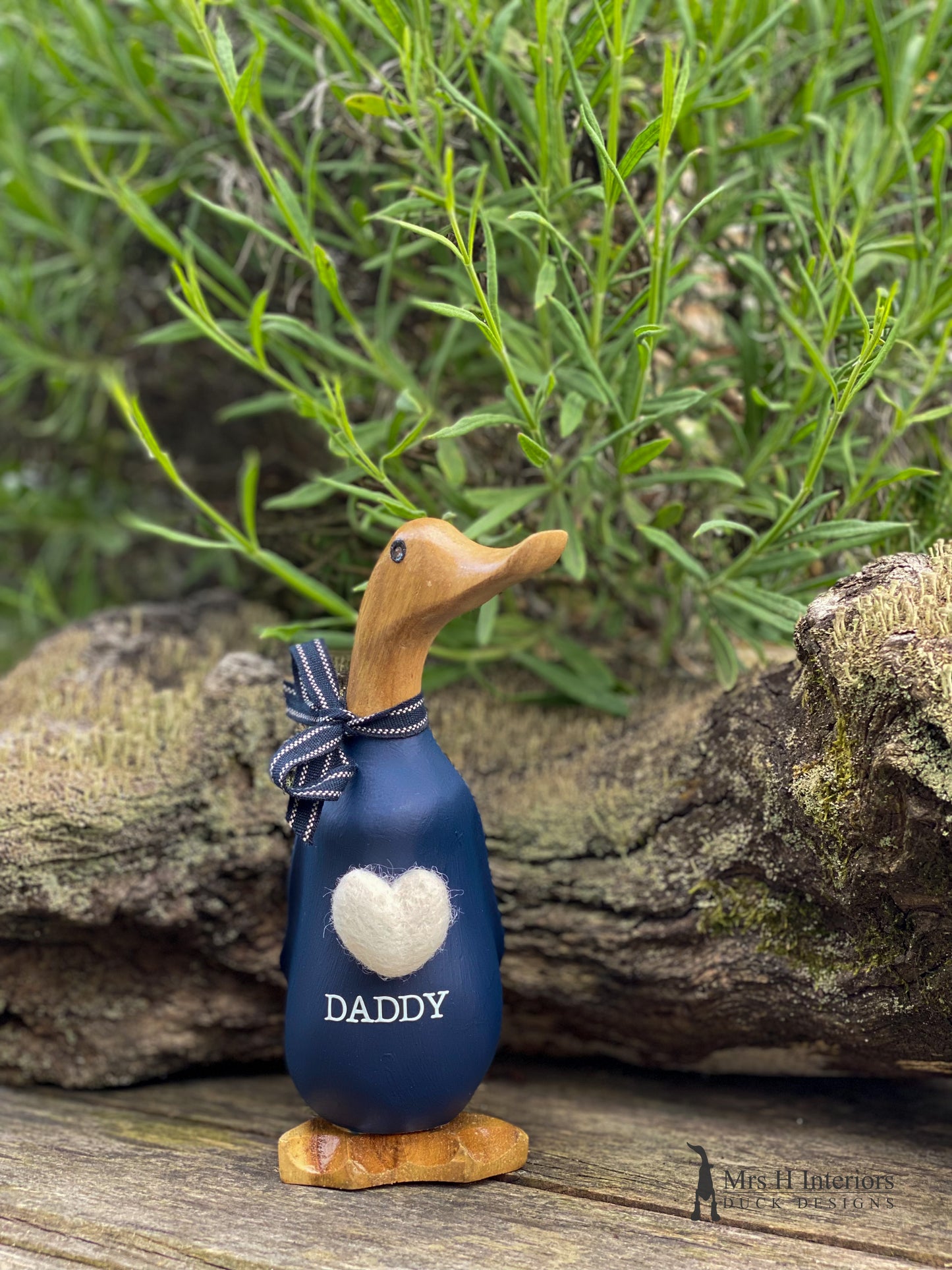 Love Daddy - Decorated Wooden Duck in Boots by Mrs H the Duck Lady